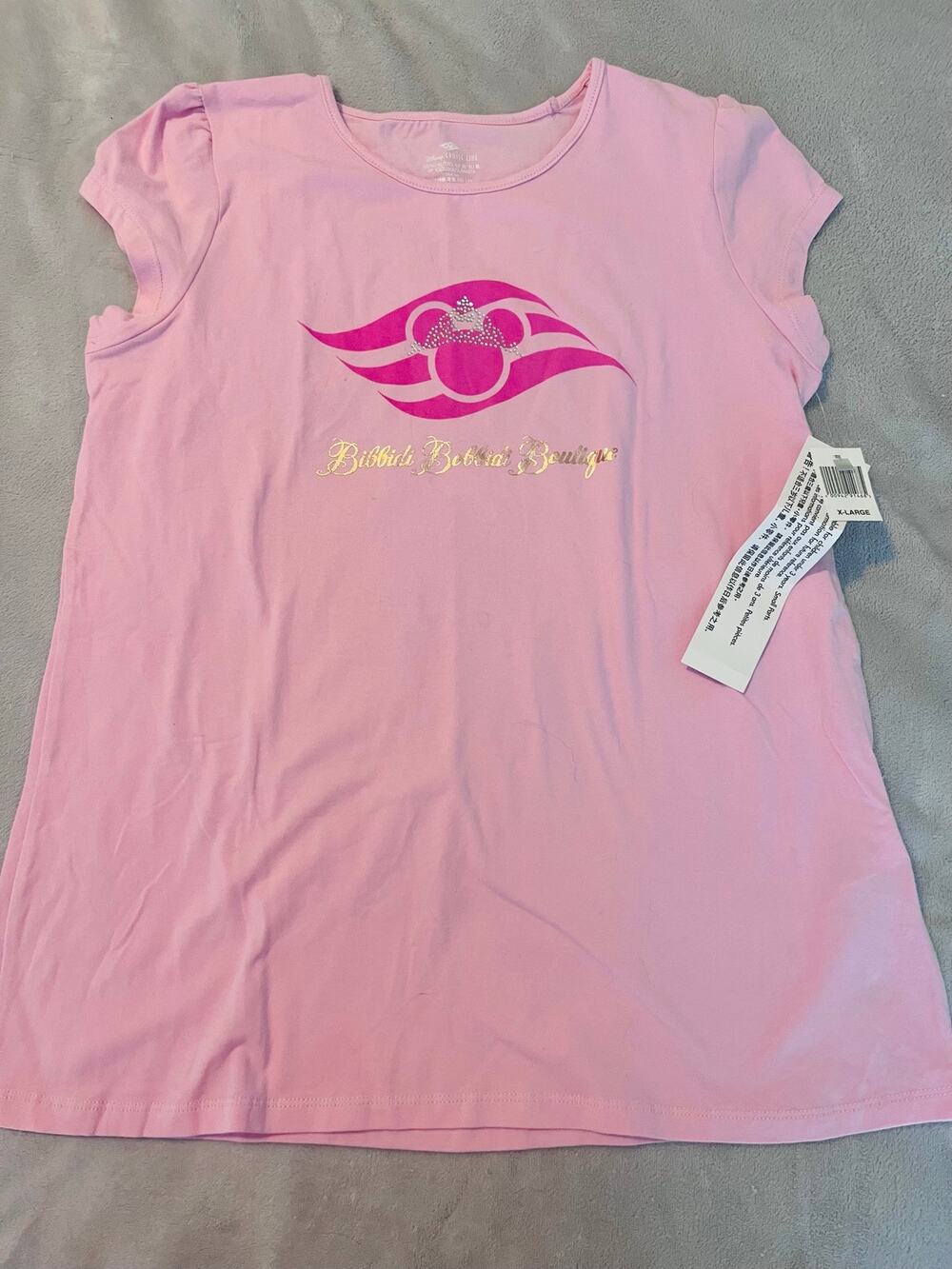 Disney Cruise Line Logo Bibbidi Bobbidi Boutique Rhinestone Tiara T-shirt Sz XL